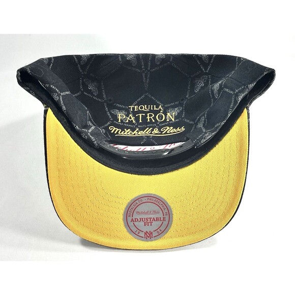 Mitchell & Ness Patron Tequila Bumble Bee Embroidered Snapback Black & Gold Hat - Picture 8 of 9